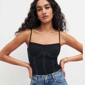 Reformation Kary contrast-stitching sleeveless top